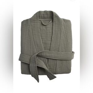 PARACHUTE Cloud Unisex Robe Waffle Knit Cotton Robe in Olive Sz L - NWT!!